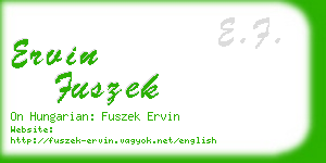 ervin fuszek business card